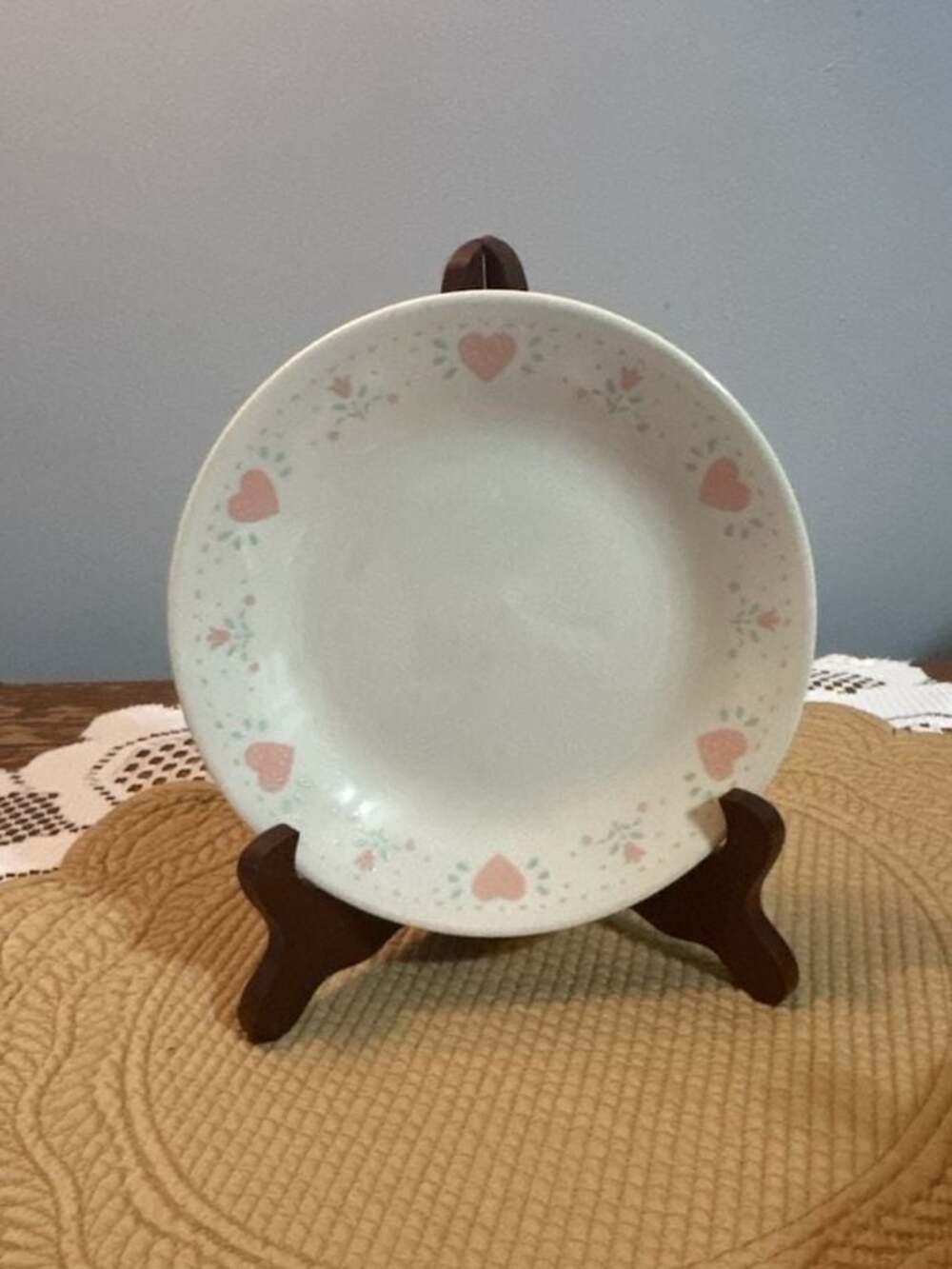Corelle Forever Yours Dessert Bread and Butter Plate 6.75 in Pink Hearts Pattern